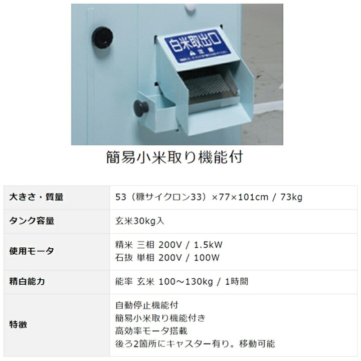 楽天市場】石抜精米機 SRT1562E 自動停止機能 簡易小米取り機能 