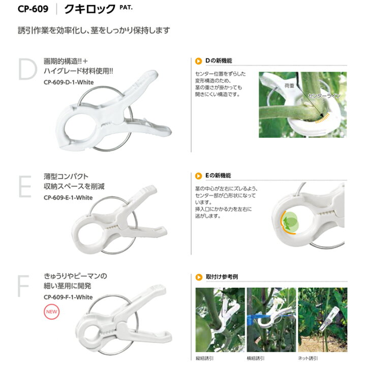 楽天市場 誘引クリップ クキロック 1000個 Cp 609 B 2 White タキゲン 内径 直径 25mm 作業スピード重視 太紐用 誘引紐 トマト ピーマン ナス 茎 野菜 農業 サt 代引不可 プラスワイズ業者用専門店