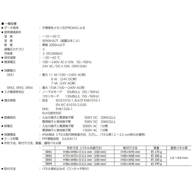 純正店舗 ディジタル調節計 SR94-8I-N-90-1000 シマデン 48×111mm