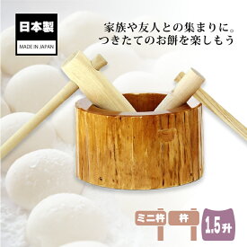 木製ミニ臼セット 1.5升用 23723 木製ミニ臼＋キネ2本 1.5升 餅つき もちつき セット うす 臼 きね 杵 子供用 家庭用 道具 作り方 おすすめ ナガノ産業 代引不可