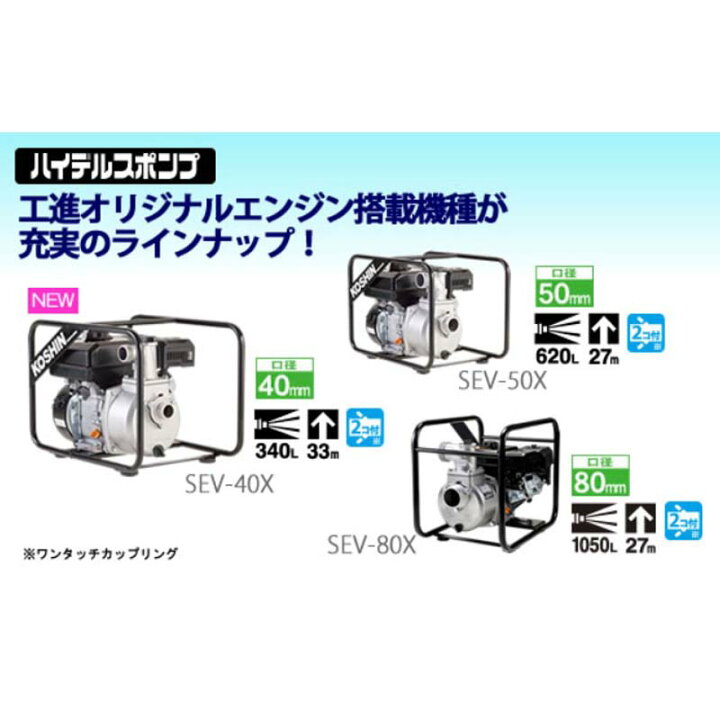 楽天市場】ハイデルスポンプ SEV-80X 4サイクルエンジン (工進K180) 全 