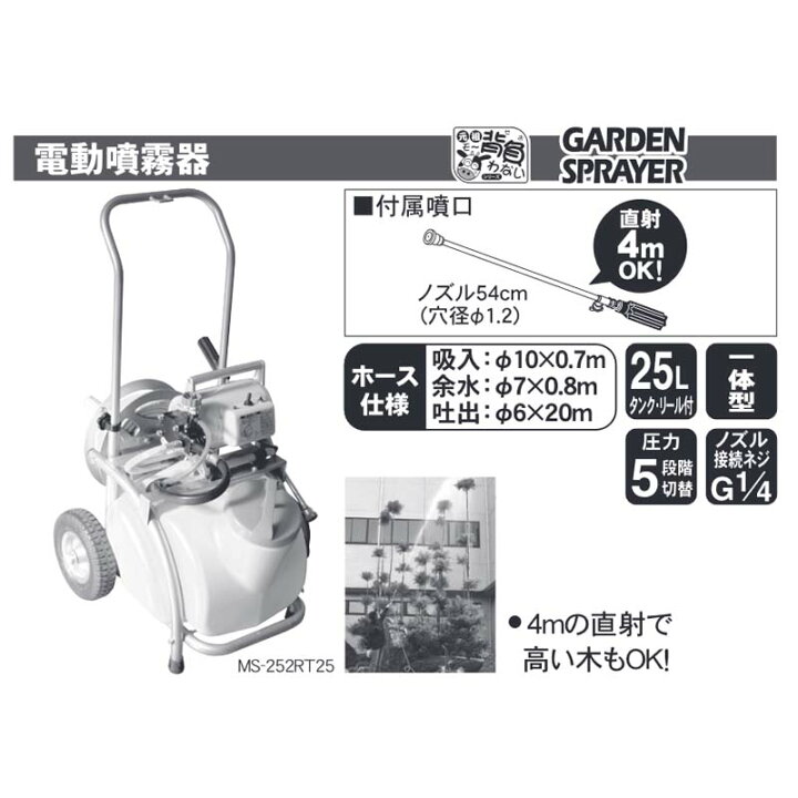楽天市場】電動噴霧器 ガーデンスプレーヤー MS-252RT25 25Lタンク + 