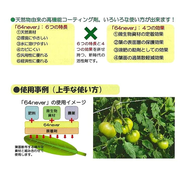 楽天市場】2kg×6個 植物コーティング剤 64never (ロクヨンネバー) 2Kg 