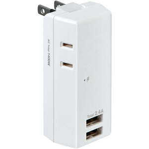 ELPA UA-222SB �ϗ�USB�^�b�v 2�� 2�|�[�g 2.4A