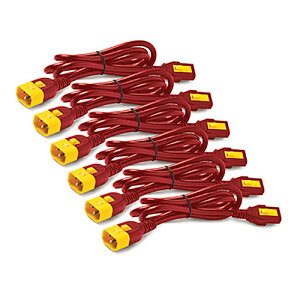 ViC_[GNgbN AP8702S-WWX340 Power Cord Kit (6 ea) Locking C13 to C14 0.6m Red