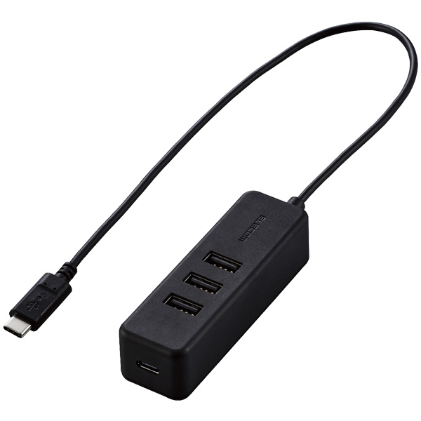 正規代理店 送料無料 ELECOM U2HC-T431PBK USB Type-C 高級 ハブ ブラック PD対応Type-C1ポート USB2.0 USB-Aメス3ポート ケーブル30cm 在庫目安:お取り寄せ