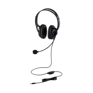 ELECOM HS-HP02STBK 有線ヘッドセット/ 両耳オーバーヘッド/ 大型/ 4極/ 1.8m/ ブラック