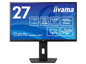 iiyama XUB2797QSN-B2 tfBXvC 27^/ WQHD 2560×1440/ USB Type-C(fo͑Ή)×1AHDMI×1ADisplayPort×1/ ubN/ Xs[J[L/ IPS/ ~/ ]/ LAN|[gL