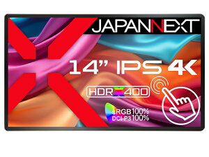 JAPANNEXT JN-MD-IPS140UHDR-T �^�b�`�p�l���t���f�B�X�v���C 14�^/ 3840×2160/ miniHDMI×1�AUSB-C×2/ �u���b�N/ �X�s�[�J�[�L/ 2�N�ۏ�