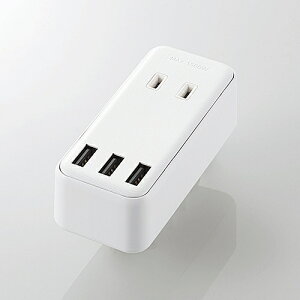 ELECOM MOT-U08-23WH ���o�C��USB�^�b�v/ USB���X×3/ AC×2/ ���}��/ �P�[�u����/ 2.4A/ �z���C�g
