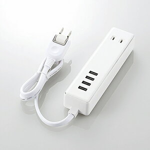 ELECOM MOT-U11-2406WH ���o�C��USB�^�b�v/ USB���X×4/ AC×2/ �P�[�u��60cm/ 3.4A/ �z���C�g