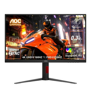 AOC U27G4/11 Q[~OtfBXvC 27^/ 3840×2160/ HDMIADisplayPort/ ubN/ Xs[J[FȂ/ 160/ 320Hz