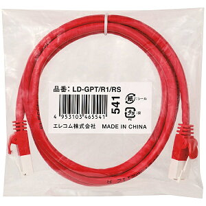 ELECOM LD-GPT/R1/RS RoHSwߏLANP[u/ CAT6/ ܐ܂h~/ 1m/ bh/ ȈՃpbP[Wdl