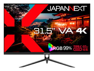 JAPANNEXT JN-V315UHDR-C65W-N tfBXvC 31.5^/ 3840×2160/ DPAHDMIAUSB-C×1/ ubN/ Xs[J[L/ 2Nۏ