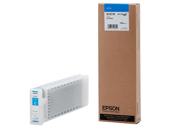 EPSON SC3C70 SureColor用 インクカートリッジ/ 700ml（シアン） インクカートリッジ