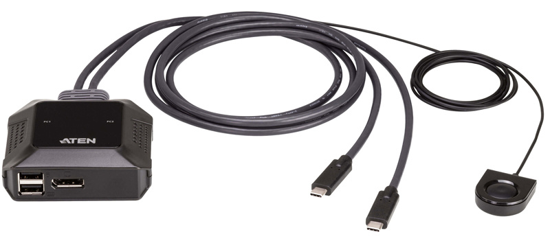 ATEN US3312 2ポート USB-C DisplayPort KVMスイッチ（4K60p対応、ワイヤードリモコン付属）のサムネイル