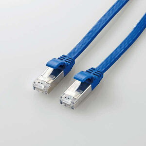 ELECOM LD-TWSF/BU10 LAN�P�[�u��/ CAT7����/ �t���b�g/ 10m/ �u���[