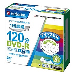 Verbatim VHR12JP20TV1 DVD-R 引き出物 日本に CPRM 録画用 ワイド印刷対応 120分 1-16倍速 5mmツインケース20枚パック