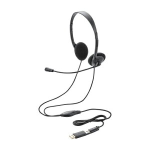 ELECOM HS-HP13SCBK oCwbhZbg/ I[o[wbh/ Pw}CN/ 1.2m/ 30mmhCo[/ Type-C[q/ USB-AϊA_v^[t/ ubN