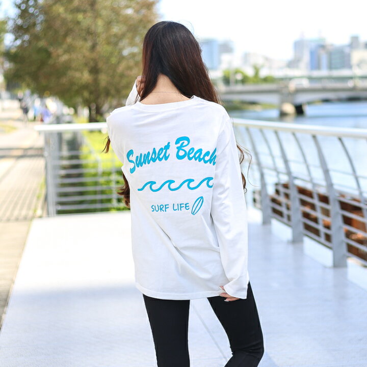 楽天市場】Sunset Beachデザインバックプリントロングtシャツ長袖 T 