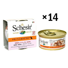 シシア チキンフィレ&エビ 70g缶×14缶セット【Schesir ウエット　キャットフード】【グレインフリー】 ○