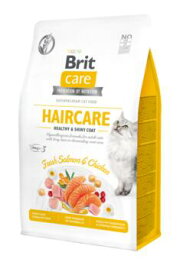 Brit ケア　キャット　ヘアケア　2kg　グレインフリー【ブリットケア　猫　ヘルシー&シャイニーコート　サーモン&チキン】○
