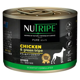 ニュートライプ　NEW ピュア　チキン＆グリーントライプ 185g【NUTRIPE ウエット ドッグフード　缶詰】