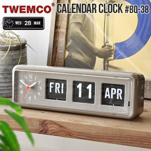 置き時計 おしゃれ アナログ 壁掛け時計 出色 トゥエンコ カレンダークロック TWEMCO パタパタ時計 フリップ レトロ ミッドセンチュリー アンティーク CALENDAR CLOCK #BQ-38パタパタ時計 カフェ あす楽14時まで 正規逆輸入品 置き掛け兼用時計 ヴィンテージ シンプル インテリア フリップカレンダー 送料無料 カレンダークロックTWEMCO