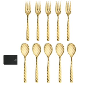 �y���������zPerrocaliente 100�� DRESS Gold�h���X �J�g�����[�Z�b�g �S�[���h [ Tea Full Set ] 10�{�Z�b�g �M�t�g�{�b�N�X���� �u�����h �e�[�u���E�F�A �H�� �e�[�u�� ���{�� �X�e�����X��18-8 �����j