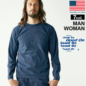 Tシャツ 無地 メンズ レディース 長袖送料無料Good On L/S POCKET CREW TEE GOLT1306グッドオン ロングスリーブポケットクルーTシャツデザイン シンプル おしゃれ 綿100%◇アメカジ アメリカ コットン 黒 白 重ね着 ラフ ゆったり 服