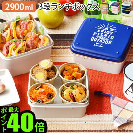 ＼MAX41倍／ランチボックス 3段 運動会 大容量 ファミリー 弁当箱【あす楽14時まで】送料無料BRUNO 3段 ランチボックス [2900ml]ブルーノ ピクニック お弁当箱 スリム 電子レンジ 電子レンジ対応