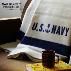 【マラソン期間中 最大P55倍】 ブランケット ひざ掛け送料無料Faribault Woolen Mill　US Navy Cream【smtb-F】ファリバルト ウーレン ミルズ ウール 厚手 大判 アメリカ ブランド 星条旗 毛布 ひざ掛け 膝掛け