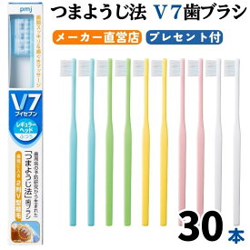 【公式】つまようじ法 V7歯ブラシ パステル ビビッドカラー 3箱(30本)セット ふつう レギュラー コンパクト キャップ付き ブイセブン pmj