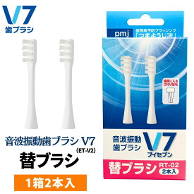 【公式】つまようじ法 音波振動歯ブラシV7替ブラシ（2本入）＜RT-02＞ 電動歯ブラシ キャップ付き ブイセブン pmj ET-V2専用