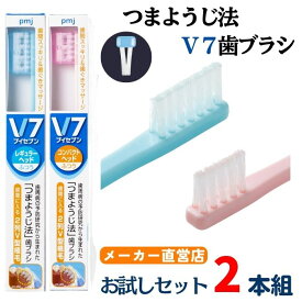 【公式】つまようじ法 V7歯ブラシ お試しセット パステルカラー2本組 ふつう レギュラー コンパクト 各1本セット キャップ付き ブイセブン pmj