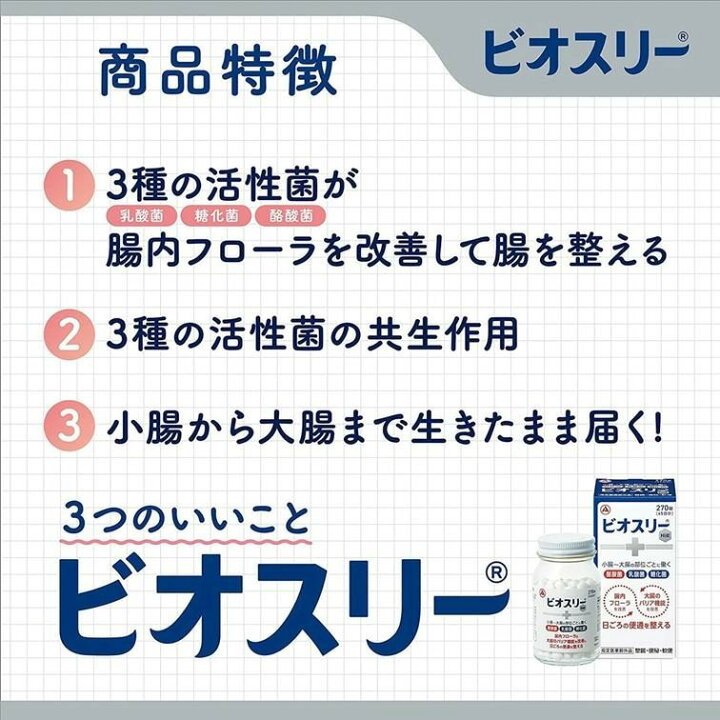 楽天市場】【3個】『ビオスリーHi錠 540錠』 腸内フローラを改善して腸 