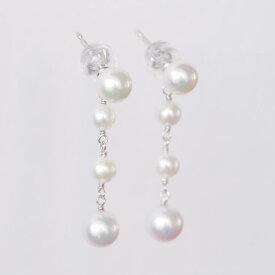 約3.5-5.5mm/アコヤベビーパールステーションピアス K18WG 国産パールケース付 送料無料 証明書 伊勢志摩