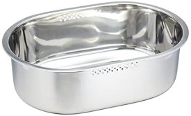 アットアクア　ステンレス製スリム小判型洗桶37.5×25.5cm(ゴム足付)