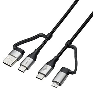 �G���R�� 4in1 USB�P�[�u��/USB-A+USB-C/Micro-B+USB-C/USB Power Delivery�Ή�/1.0m/�u���b�N MPA-AMBCC10BK