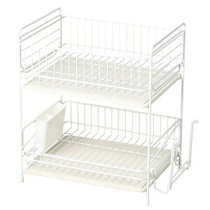 スキット 珪藻土トレー水切りラック2段 ホワイト