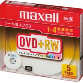 マクセル データ用DVD＋RW 片面4．7GB 1－4倍速 ホワイトプリンタブル スリムケース D＋RW47PWB．S1P5S A 1パック（5枚）