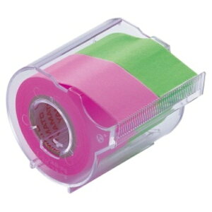ヤマト メモック ロールテープ 蛍光紙 カッター付 25mm幅 ローズ&ライム NORK−25CH−6B 1個