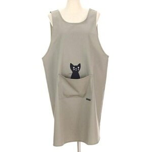 Atsuko Matano かつらぎのひょっこり黒猫 エプロンベージュ 03 138-001 21-03