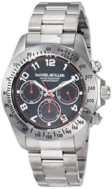 DANIEL MULLER ダニエルミューラー 腕時計 クロノグラフ ステンレス製 メンズウォッチ ブラック×レッド DM-2003BKA