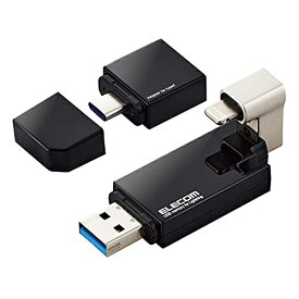 エレコム iPhone iPad USBメモリ Apple MFI認証 Lightning(ライトニング) USB3.2(Gen1) USB3.0対応 Type-C変換アダプタ付 64GB ブラック MF-LGU3B064GBK