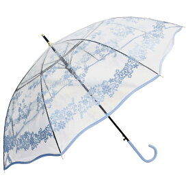 レース風プリント jビニールジャンプ傘 サックス