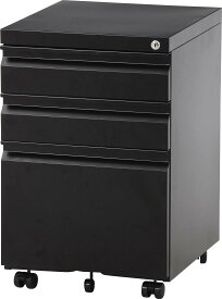 不二貿易 オフィスデスクワゴン カプリス幅39×奥行44×高さ60cm ブラック 60513