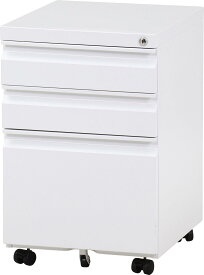 不二貿易 オフィスデスクワゴン カプリス 幅39×奥行44×高さ60cm ホワイト 60514