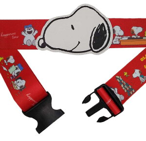 SNOOPY スーツケースベルト ワンタッチ 便利 荷物 固定 旅行便利グッズ かわいい キャラクター スヌーピー 目立つ ビッグ ネーム付き きょうだいレッド