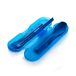 ヒューマンギア(humangear) ゴーバイト QUATTRO ブルー(スプーン、フォーク、はし、つまようじがケースに入ったカトラリーセット)